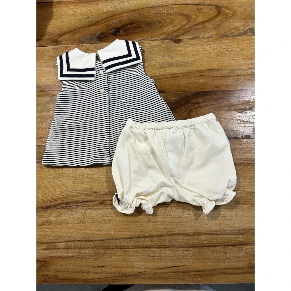 Ralph Lauren Nautical Sailor Infant Tunic Dress + Bloomer Old Money Beach Sz 6 M